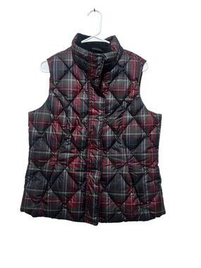 Vintage Eddie Bauer Goose Down Tartan Vest Womens Large Quilted Puffer Outdoor